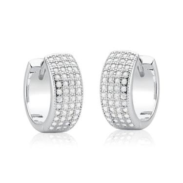 Imagem de Brinco Argola Click Cravejada De Prata 925 - DR Joias