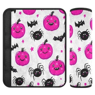 Imagem de Burbuja Capa para cinto de segurança de carro com abóboras cor-de-rosa fofas almofadas macias e confortáveis para cinto de segurança de carro para alça de ombro de assento, 1 par pequeno