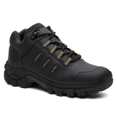 Imagem de Bota Cano Curto Adventure Masculina de Couro Solado Costurado Antiderrapante e Design Moderno-Masculino