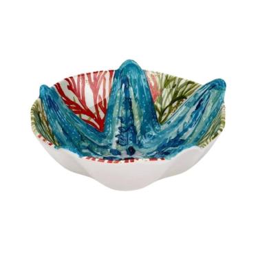 Imagem de Bowl Cumbuca de Melamina Branco C/Estampa Marinho Estrela do Mar Azul 19x7cm Entrecasa