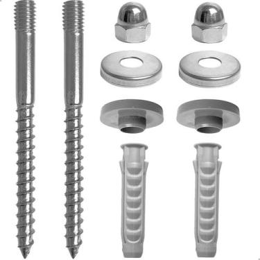 Imagem de Kit Parafuso Para Vaso Sanitário e Bidê Inox 304 M10 x 90mm Bucha B10 
