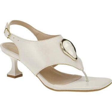Imagem de Sandália Feminina Salto Taça Fino Médio Festa Copinho - LAZZLU, Off wh