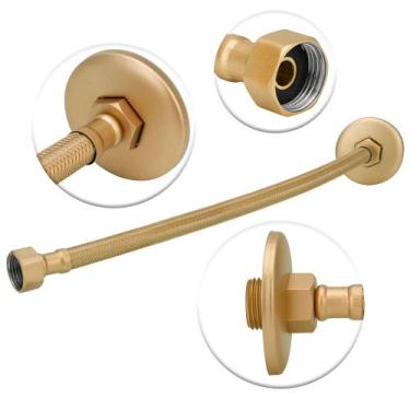 Imagem de Engate Mangueira Flexível Gold/Dourado Trançado Inox 60cm - Modelar