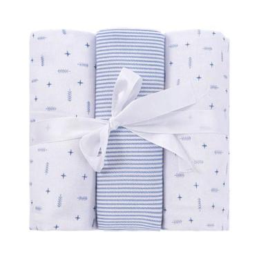 Imagem de Cueiro para Bebê Flanelado 03 Unidades Baby Joy Clássicos, Azul