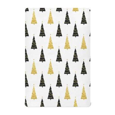 Imagem de Qilmy Lençol de bebê dourado para berço de árvore de Natal, macio, respirável e elástico, lençol com elástico para meninos e meninas, miniberço, 99 cm x 68,5 cm, capa de colchão infantil portátil