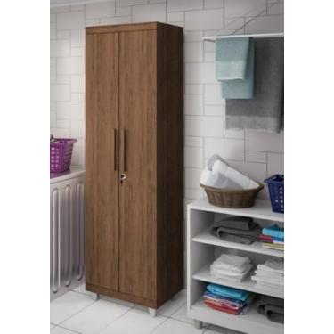 Imagem de Armário Multiuso com 2 Portas e Chave – Organizador de Sapatos Armário Lavanderia e Escritório (Malbec)