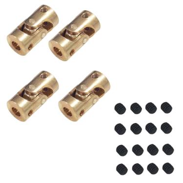 Imagem de Mxfans 4PCS 0.12in-0.12in Lightweight Micro Brass Mini Universal Joint Micro Copper Model Car Model Boat Universal Joint Coupling Replacement for RC Aircraft Marine Motor L20XD9