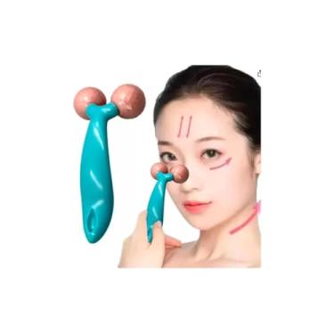 Imagem de Massageador Facial 3D Roller, Rotação 360°, Polipropileno, 18cm x 9cm, 110g, para Rosto, Pescoço, Braços, Pernas, Costas e Barriga
