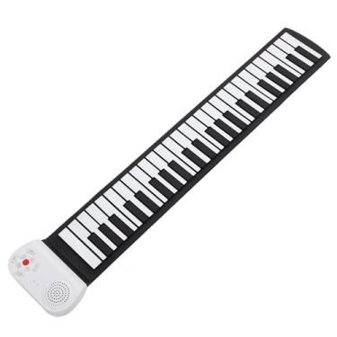Imagem de Cryfokt Teclado de Piano de Rolo de Mão Som Realista 49 Teclas Piano de Enrolar Brinquedo Educacional para Crianças e Adultos Eletrônico de Enrolar Leve (Teclas pretas e brancas)