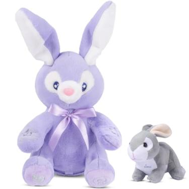 Imagem de Dimple Bunny Set - Bella Animated Interactive Purple Bunny with Peek-a-Boo Feature and Singing Songs Plus Super-Soft Grey Baby Rabbit Plush - Perfect Baby Plush Toy Gift for Ages 0 and Up