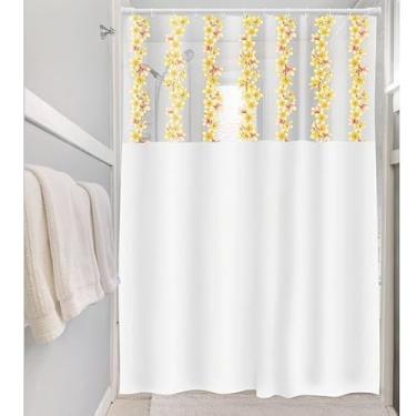Imagem de Cortina de Box Banheiro Vinil com Ganchos – Cortina para Box Impermeável e Fácil de Limpar (VISOR FLORES)
