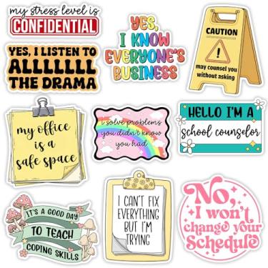 Imagem de MAIANEY Pacote de adesivos de conselheiro escolar 12 peças - decoração de escritório de aconselhamento, decalques de humor de saúde mental, conjunto de adesivos de mesa de conselheiro para garrafa de