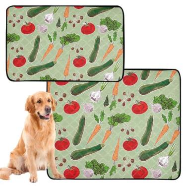 Imagem de TSENQUE Almofadas de xixi laváveis para animais de estimação, vegetais, tomates, verde, reutilizável para animais de estimação, tapete impermeável para gaiola de cachorro, almofadas absorventes fofas