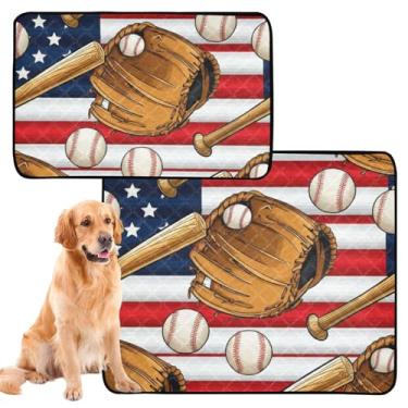 Imagem de Luvas de beisebol vintage para animais de estimação extragrande para cães de estimação laváveis antiderrapantes à prova d'água tapete de banheiro para cachorros, médio + grande, conjunto de 2