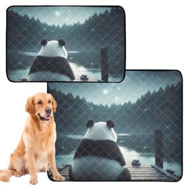 Imagem de Almofada reutilizável noturna com estrelas de urso panda para cães de estimação, lavável, impermeável, tapete de gaiola de cachorro fofo à prova de vazamento, pequeno x pacote com 3