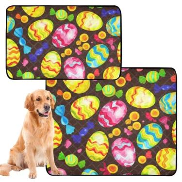 Imagem de Almofadas de xixi laváveis para cães coloridos ovos de Páscoa doces escuros reutilizáveis para animais de estimação tapete de urina fofo para cães à prova d'água absorvente para treinamento de penico
