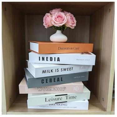 Imagem de Pacote com 7 livros decorativos dobráveis para decoração de casa | Decoração estética de quarto | Livros de mesa de café, decoração de prateleira, decoração de sala de estar e quarto