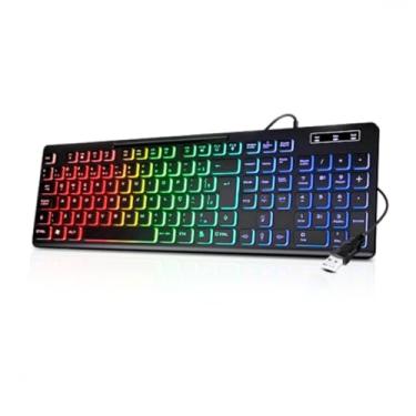 Imagem de Teclado Gamer Multimídia LED RGB Semi Mecânico ABNT2 – Teclas Silenciosas e Precisas, Plug & Play USB, Ideal para Jogos, Estudos e Trabalho em PC e Notebook