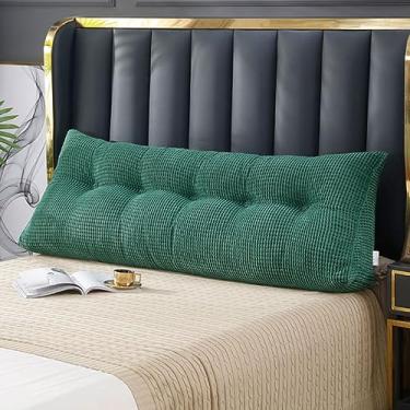 Imagem de Almofada triangular para cabeceira com capa removível, almofada lombar para leitura triangular, almofada de cabeceira de cunha de cor sólida para cama, sofá, quarto, verde, 80 x 50 x 23 cm