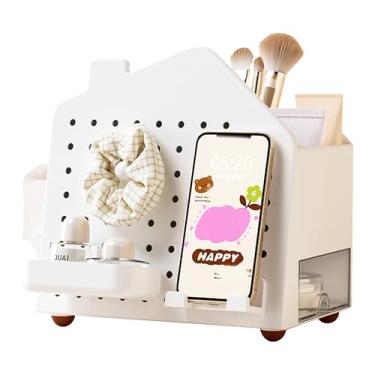 Imagem de Runziti Organizador de maquiagem com compartimentos e gaveta, armazenamento de cosméticos para cômoda, penteadeira e bancada de banheiro, organizador de cuidados com a pele e perfume