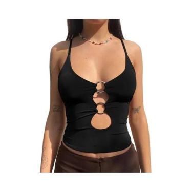 Imagem de Regata Preta Feminina Para Festas, Baladas, Moda Urbana E Férias Hawth