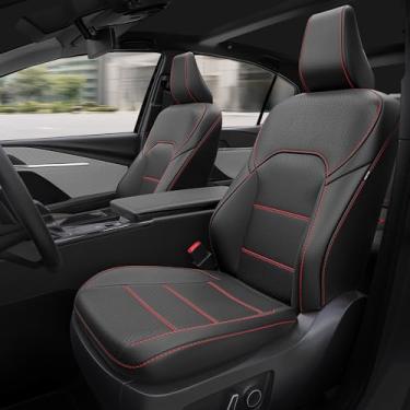 Imagem de FEINEPRO Capas de assento de couro para Toyota Camry 2025 LE SE Hybrid - Conjunto completo de capa de assento de carro de ajuste personalizado, acessórios interiores impermeáveis de luxo, protetores