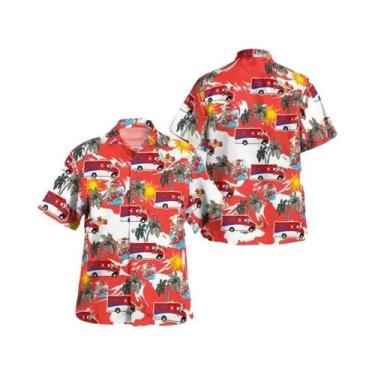 Imagem de Camisa Havaiana Colorida Masculina Casual Praia Aloha Oversized Manga 