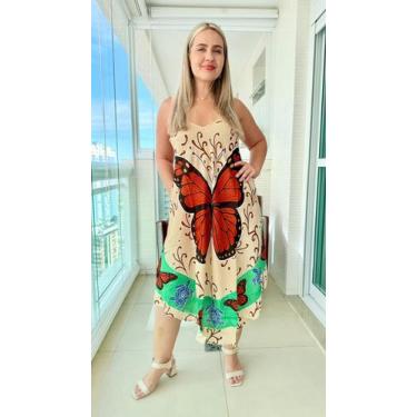 Imagem de Vestido Feminino Indiano Alça Trapézio Plus Size-cod.1300 - Aleci Fash