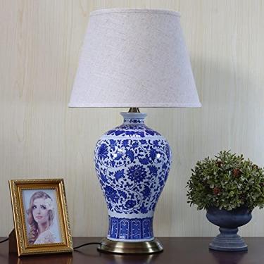 Imagem de Abajur de mesa para quarto, vaso de 66 x 30 cm, 5 estilos disponíveis, luminária de mesa chinesa em porcelana azul e branca, cerâmica vitrificada, estilo Art Déco, luminária de mesa antiga c