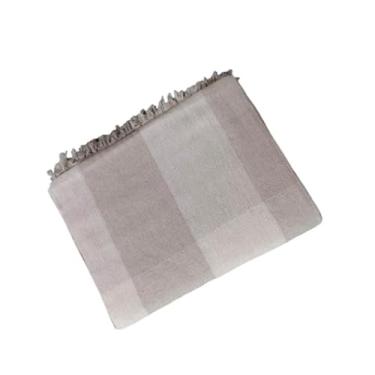 Imagem de Manta para Sofá Super King 300x180cm em Algodão – Capa de Sofá Luxo com Franjas Artesanal(Cru C/Areia)