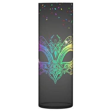 Imagem de CEBUGI Vaso de flores com máscara de carnaval 10 x 30 cm, vaso cilíndrico para flores, vaso transparente inquebrável para decoração de casa de festa de casamento