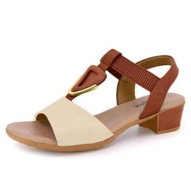 Imagem de Sandalia Feminina Conforto Couro Salto Baixo Usaflex Mm0801-Feminino