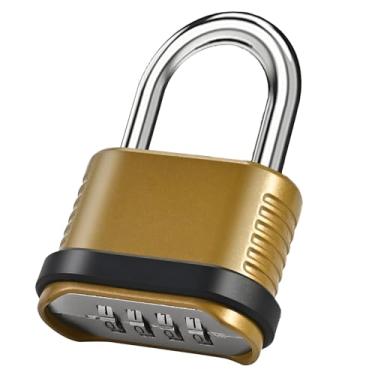 Imagem de Locilot Fechadura de combinação | Fechadura combo resistente de 4 dígitos - Cadeado de combinação impermeável ao ar livre de 26,5 mm para cercas externas, armários, galpões, academia, ferrolhos de