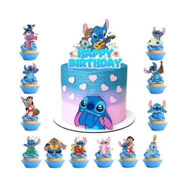 Imagem de Decorações De Bolo De Aniversário Stitch 25 Peças Grandes Decorações D