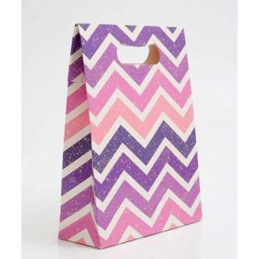 Imagem de Embalagem Presente Sacola Estampa Zig Zag Marisa-16281, UN, Rosa e Rox