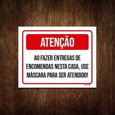 Imagem de Kit 3 Placa Sinalização - Atenção Fe Entregas Use Máscara - Sinalizo