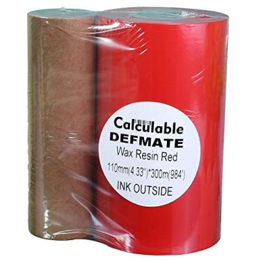 Imagem de Pacote com 1 fita de transferência térmica industrial - cera/resina, vermelha, 110 mm x 300 m, núcleo de 2,5 cm para impressoras Zebra e outras impressoras