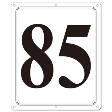 Imagem de i-CowFun Placa numerada de metal premium ao ar livre, refletiva 30,5 x 25,4 cm placas numeradas de alumínio grandes 85 para estacionamento, quadra de tênis, campo, armazém, corredor, edifício, doca