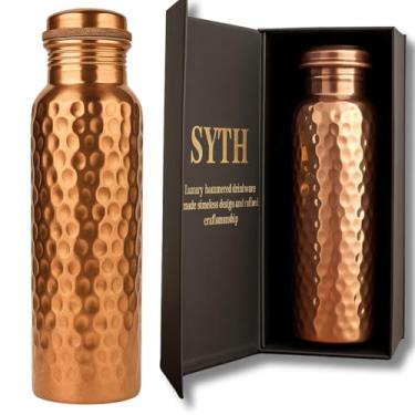 Imagem de SYTH Garrafa de água de cobre premium, recipiente de hidratação sustentável para uso diário (caixa de presente de luxo)