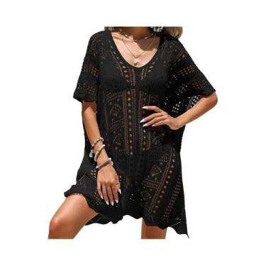 Imagem de Túnica Feminina De Tricô V-neck Com Detalhes Em Crochê Transparente, P