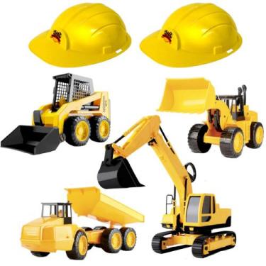 Imagem de Kit Trator Escavadeira Bobcat e Caçamba + 2 Chapéu Construtor - Roma, 