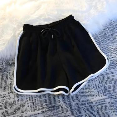 Imagem de Shorts Feminino Listrado Coreano - Moda Casual de Verão, BR-P, Preto