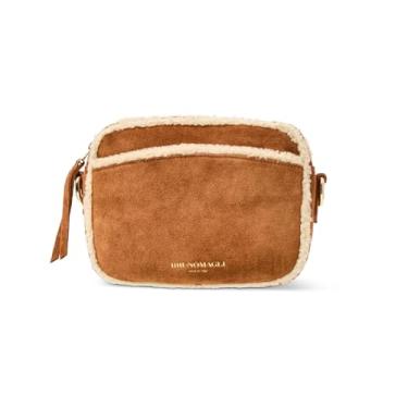 Imagem de M by Bruno Magli Bolsa transversal feminina de couro Carina, conhaque de tosquia