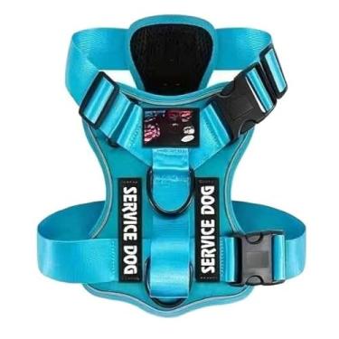 Imagem de Peitoral Com Regulagem Refletivo Coleira Cachorro Porte Medio Grande Reforcado Confort Ajuste(Azul,G (L))