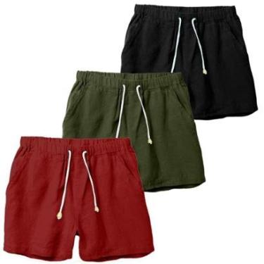 Imagem de Kit 3 Shorts Linho Premium Bermuda Masculina Moda Praia Luxo-Masculino