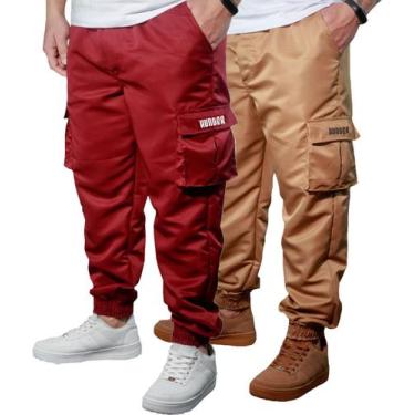 Imagem de Kit 2 Calça Jogger Bolsos Cargo Corta Vento Masculina Skate - Hunter C