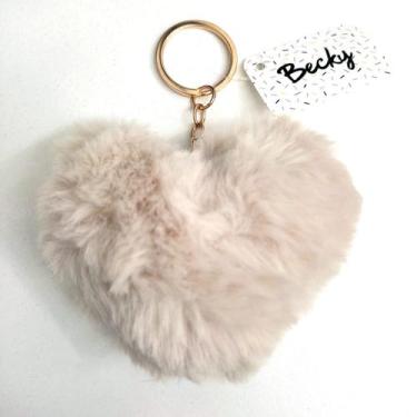 Imagem de Chaveiro de Coração Fofo Macio Pingente Pompom  Bolsa 8cm - Becky, Beg