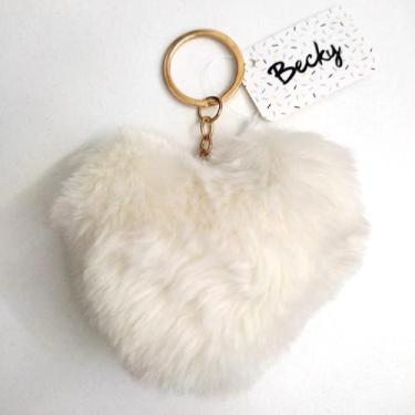 Imagem de Chaveiro de Coração Fofo Macio Pingente Pompom  Bolsa 8cm - Becky, Cre