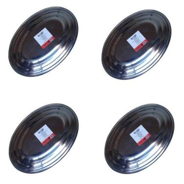 Imagem de Kit 4 Travessa Bandeja Restaurante Oval Inox 26 cm P/ Porção - Rio Tij