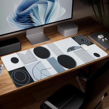 Imagem de Tapete de mesa minimalista de couro, mouse pad de arte colorida grande teclado de computador mousepad para jogos à prova d'água protetor e capa de mesa, tapete de mouse decorativo de couro PU para